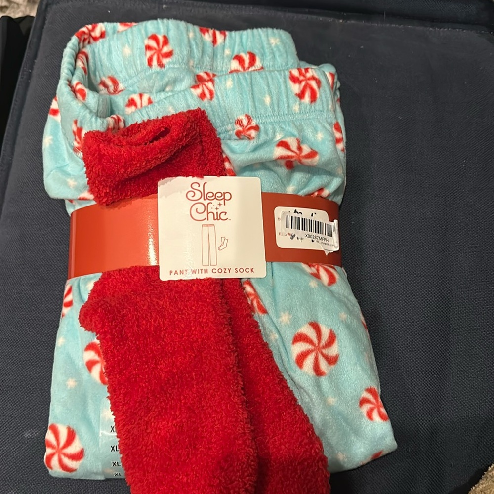 Peppermint Sleep Pants and Cozy Socks- XL